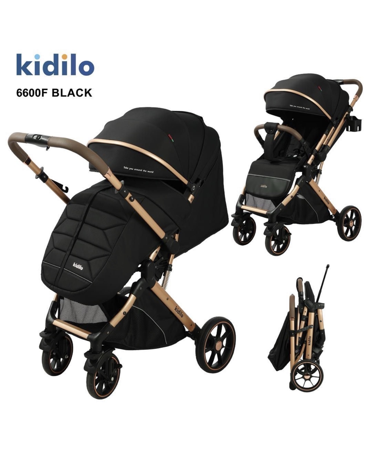 ‫کالسکه دسته دو طرفه برند کیدیلو مدل‬ ‫Kidilo 6600f‬ - دارای کاور سرما